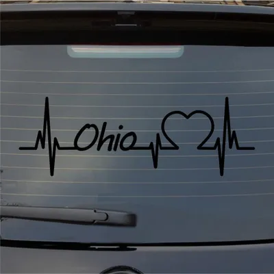 Produktbild von Heckscheibenaufkleber Ohio Herzschlag Puls Staat State USA Liebe 55x18 cm Schwarz Glanz Auto Aufkleber Sticker
