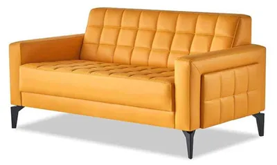 Produktbild von Couch Gelb 2-Sitzer Sofa Chesterfield Ledersofa Sitzmöbel Zweisitzig