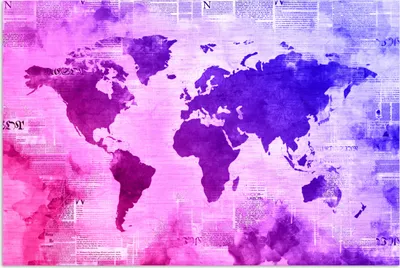 Produktbild von MuchoWow® Poster Weltkarte - Rosa - Blau 90x60 cm - Schlafzimmer