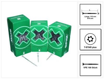 Produktbild von Spax Justierschraube Flako 6 x 110 T-STAR+ T30 4CUT Spitze Wirox 100 Stk