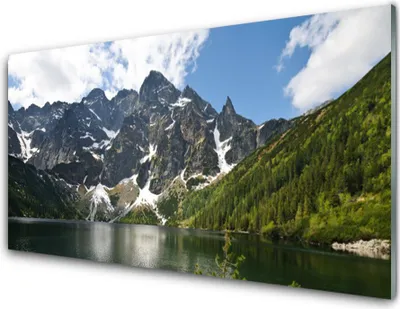 Produktbild von Acrylglasbilder 100x50 Wandbild Druck Gebirge Berg See Wald Landschaft