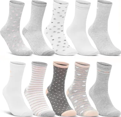 Produktbild von 10 Paar Damen Socken Mehrfarbig Streifen Punkte Herzen Maritim Baumwolle - 34911/1+2 (35-38)