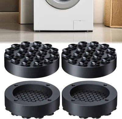 4er-Set Waschmaschinen-Vibrationspads, Silikon, Antirutsch, Schwarz