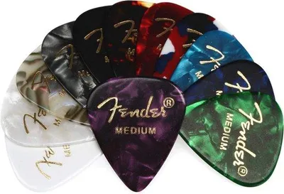 Obrázek produktu pro Sada kytarových trsátek z celuloidu, design Medley, 12 kusů