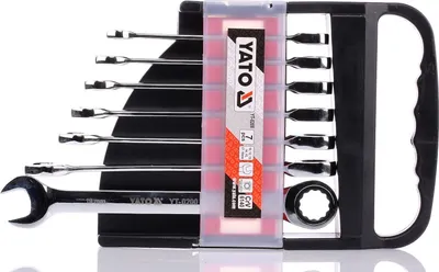Produktbild von Yato YT-0208, 10,12,13,14,15,17,19 mm, Chrom, Chrom-Vanadium-Stahl, Chrom, Glänzend, 5°