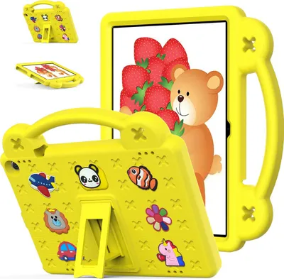 Produktbild von Schutzhülle für Fire HD 10 / HD 10 Plus 2021 10.1" Niedliche Hülle für Kinder, Stoßfest mit Griff und Ständer Gelb