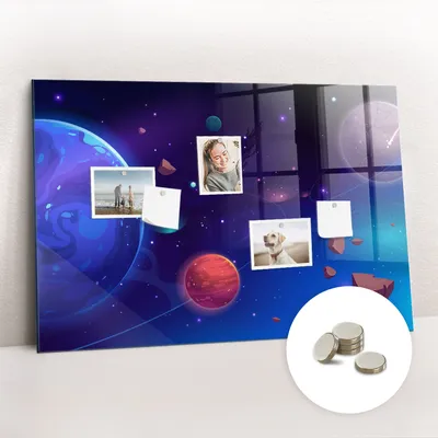 Produktbild von Magnetisch Tafel Magnettafel - Magnetpinnwand Memoboard - Notiztafel verschiedenen Designs - 90x60 cm - Planeten Galaxie