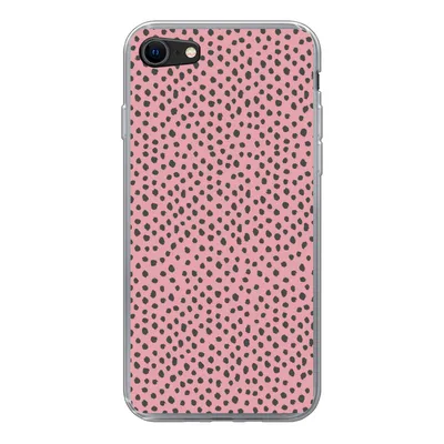 Produktbild von MuchoWow® Handyhülle Schutzhülle Hülle für iPhone 7 Polka dots - Rosa - Schwarz Silikon Softcase Handy Hülle - Kartenhalter