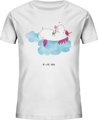 Produktbild von Mr. & Mrs. Panda Kleinkinder T-Shirt Einhorn Verliebt 5-6 Jahre (110/116) - Weiß - Geschenk, Wolke, Öko Kinder, Freundin, Teenager, Kindershirt, Liebe, Baumwollshirt