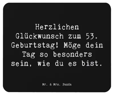 Produktbild von Mr. & Mrs. Panda Mouse Pad Spruch 53. Geburtstag - Schwarz - Geschenk, computer mousepad, mausteppich, Feiern, besonderer Tag, Glückwunsch, liebevoll handgefertigt