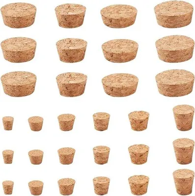 Produktbild von 60 Stück Naturholz-Korkenstop - verschiedene Größen - leckfreie Ersatzkorken für Weinflaschen - Bier- und Likörflaschen.