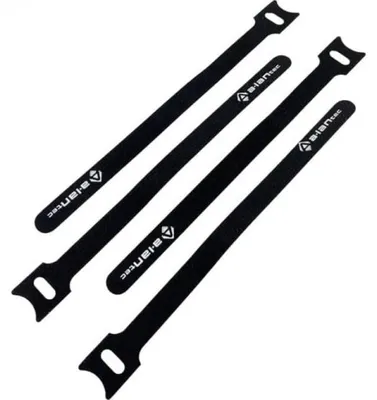 Produktbild von Kabelbinder mit Klettverschluss und Öse, Länge 200 mm, Breite 12 mm, schwarz (10er-Packung)