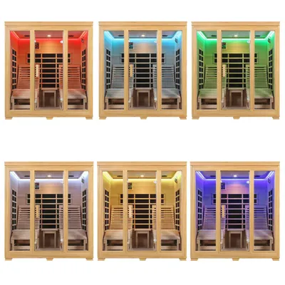 Produktbild von Artsauna Infrarotkabine Billund – Dual-Heizsystem Infrarotsauna - 2 Personen – LED-Farblicht, digitaler Steuerung – Hemlock-Holz