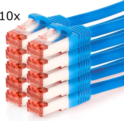 Produktbild von TPFNet 10er Pack 7,5m Cat.6 Patchkabel / Netzwerkkabel S/FTP 1000Mbit, blau