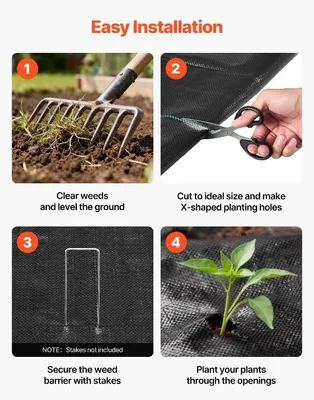Productafbeelding van Onkruiddoek, 0,4m x 30,5m, 90g/m², geweven geotextiel, UV-bestendig, geschikt voor gebruik in de tuin