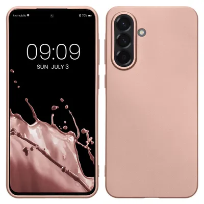 Produktbild von kwmobile Handyhülle für Samsung Galaxy A56 5G Hülle - Silikon Case metallisch schimmernd - Schutzhülle Cover - Metallic Rosegold