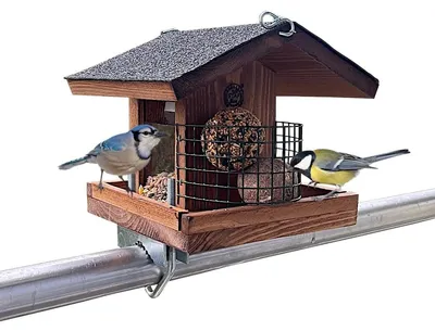Zdjęcie produktu dla Karmnik dla ptaków na balkon - ręcznie wykonany - brązowy - 20x25x20 cm