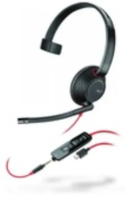 Produktbild von HP Poly Blackwire 5210 Monaural USB-C-Headset +3,5-mm-Stecker +USB-C/A-Adapter, Kabelgebunden, Büro/Callcenter, 125,4 g, Kopfhörer, Schwarz