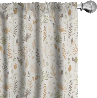 Image de ABAKUHAUS Botanical Rideaux, voilages, tons pastel inspirés de l'automne Motifs sur le thème de la nature avec des feuilles et des plantes, 2 pièces 75 x 245 cm, multicolore