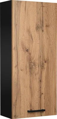 Zdjęcie produktu dla Szafka łazienkowa wisząca czarna mat dąb wotan do łazienki loft 40 x 90 cm