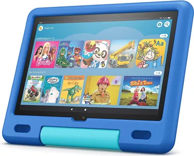 Produktbild von Amazon Fire HD 10 Kids Tablet 2021, 25,6 cm (10,1 Zoll) Full HD Display (1080p), 32 GB Speicher, kindgerechte Hülle in Himmelblau