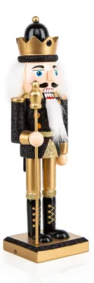 Produktbild von Nussknacker Figur schwarz gold aus Holz 26 cm Weihnachten Deko