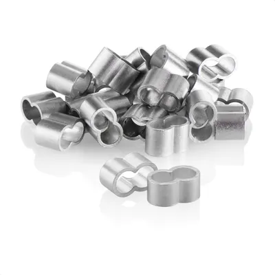 Produktbild von com-four® 24x Seilklemme 6mm - Würgeklemmen aus Aluminium - Quetschhülsen für Expanderseile - Doppelhülsen für Spanngummis - Pressklemmen für Planen