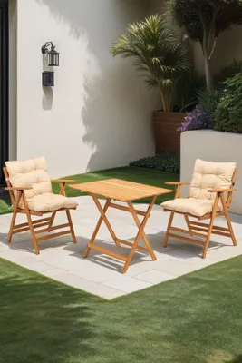 Produktbild von Skye Decor, My025, Gartentisch- und Stühle-Set (3-teilig), 100 % BUCHENHOLZ, Natürlich, 60 x 80 x 74 cm