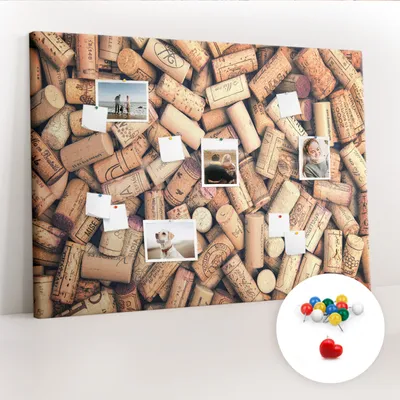 Produktbild von Korkwand mit Stecknadeln – Schwarzes Brett mit Stecknadeln für Fotos und Notizen – 140x100 cm – 100 farbige Stecknadeln – Korken