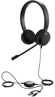 Produktbild von Jabra Headset mit USB Typ-C/A Kabel und binauraler Geräuschunterdrückung
