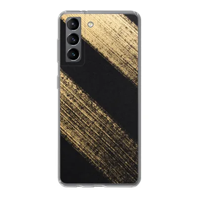 Produktbild von MuchoWow® Handyhülle Schutzhülle Hülle für Samsung Galaxy S21 Goldene Farbstreifen auf schwarzem Hintergrund Silikon Softcase Handy Hülle - Softcase
