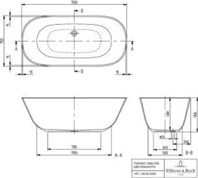 Produktbild von Villeroy & Boch Q155ANH7F200VR7 BW Theano UBQ155ANH7F200V 1550x750x