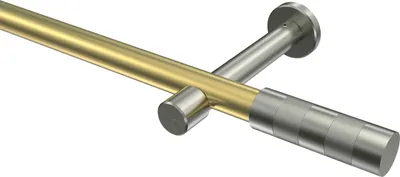 Produktbild von Interdeco Gardinenstange / Vorhangstange Messing-Optik / Edelstahl-Optik, Typ Prestige Mavell (Zylinder Bicolor) ohne Ringe, 20 mm Ø 1-läufig, 540 cm