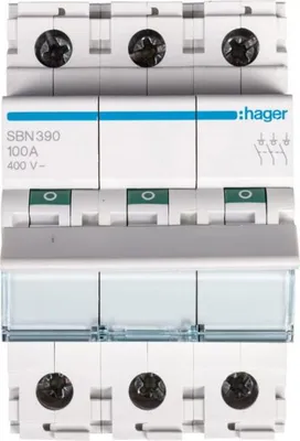 Productafbeelding van Hager schakelaar 100A, 3 contacten, type SBN390, 400VAC, 3-polig