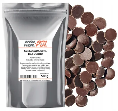 Zdjęcie produktu dla CZEKOLADA CIEMNA 60% BEZ CUKRU 500g Fontann fondue deserów premium Kol-Pol