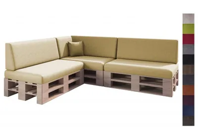 Produktbild von sunnypillow 8er Palettenkissen Set mit abnehmbarem Bezug Sitzkissen + Rückenkissen Palettenauflage Palettenpolster Indoor / Outdoor | Sandfarben |