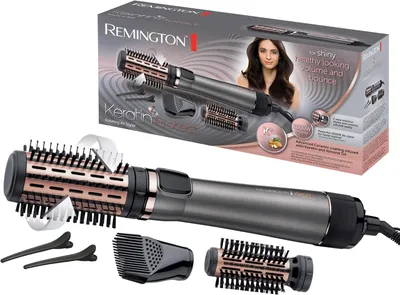 Produktbild von Rotierende Warmluftbürste mit 3 Aufsätzen, Keramikbeschichtung mit Keratin & Mandelöl, 1000W Haartrockner für Volumen, Glanz und gesundes Haar