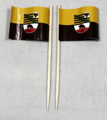 Produktbild von Party-Picker Flagge Sachsen Anhalt Papierfähnchen in Spitzenqualität 25 Stück Beutel