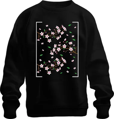 Produktbild von Kirschblüten Sakura Zweige Frühling Japanisch Blütenmuster Stil Uni Sweatshirt Pullover, Schwarz, 3XL