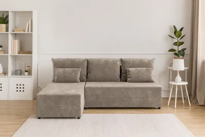 Zdjęcie produktu dla Narożnik KUBO L FIT z funkcją spania 120x200, pojemnik na pościel, uniwersalny L/P, Paros 03 beżowy, 206 cm