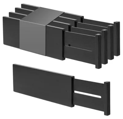 Schubladen-Organizer aus Bambus, 4 Stück, 10,1 cm hoch, schwarz