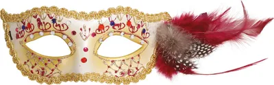 Image de Carnaval Venise Masque pour les yeux Plumes dorées Blanc Rouge Élégance Accessoire de rêve Mascarade Détails décoratifs Mise en scène mystérieuse Optique fascinante Conception fantaisiste, Couleur : Blanc