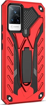 Produktbild von Mobigear Armor Stand  Vivo V21 Hülle Hardcase Backcover Stoßfest mit Ständer - Rot