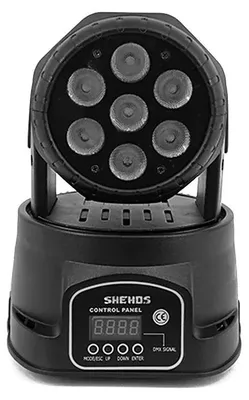 Obrázek produktu pro LED reflektor 7x18W, 6-v-1 – světlo pro pódium s ovládáním DMX – RGBWA+UV – dobíjecí baterie – 100–240 V – zástrčka EU – pro DJ a pódia