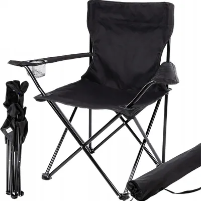 Produktbild von Campingstuhl, Klappstuhl, Gartenstuhl, Angelstuhl, mit Getränkehalter & Tragetasche, bis 100 kg, für Reisen, Outdoor, Camping, Wandern