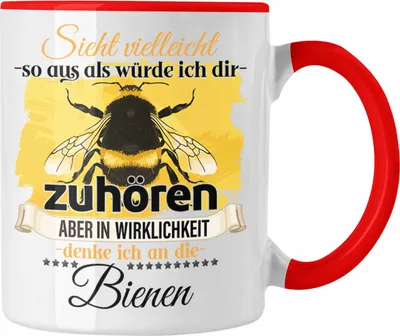 Produktbild von Trendation - Imker Geschenk Tasse Bienen Liebhaber Geschenkidee Lustiger Spruch (Rot)