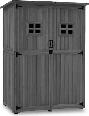 Produktbild von M MCombo Gartenschrank Gartenhaus Holz Wetterfest, 127×59×168 cm, 0912EY (Grau)