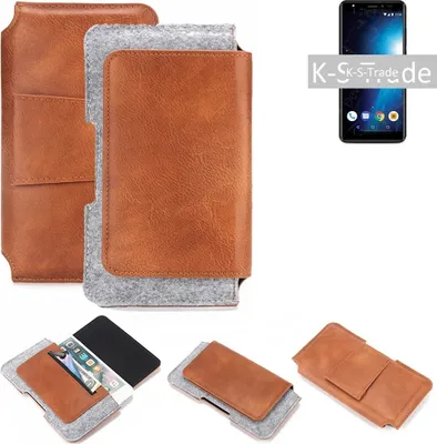 Produktbild von K-S-Trade Handyhülle Schutzhülle kompatibel mit Motorola Moto G7 Gürteltasche Holster Gürtel Tasche Smartphone Tasche Handy Hülle Polyurethan+ Filz,