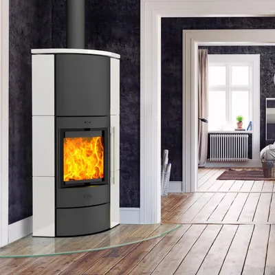 Produktbild von Fireplace Adelaide Eckkaminofen Stahl Schwarz | Keramik Mattweiß