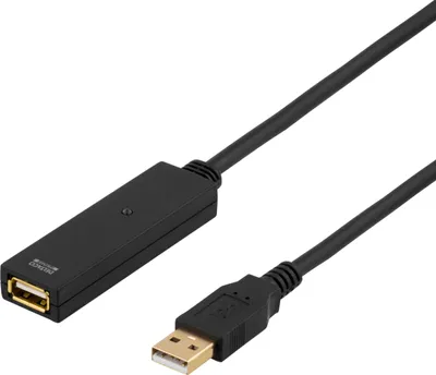Produktbild von Deltaco USB2-EX7M, 7 m, USB A, USB A, USB 2.0, Schwarz